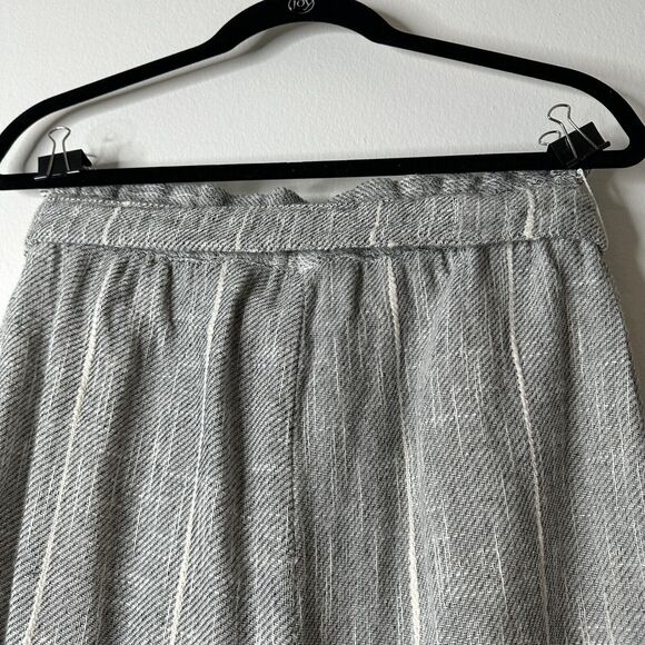 Free People Casual Cream & Black Tweed Stripe Crop Trouser Pants Tie Belt 2 - Picture 4 of 12